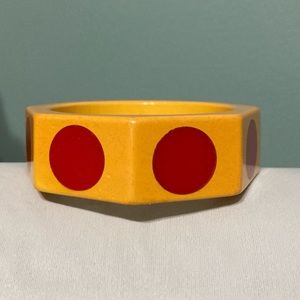 Vintage 1940's Octagonal Dot Bakelite Bracelet Creamed Corn Cherry Red